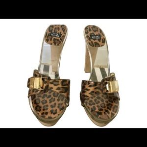 PreOwned Stuart Weitzman Leopart Print Wood Sandal